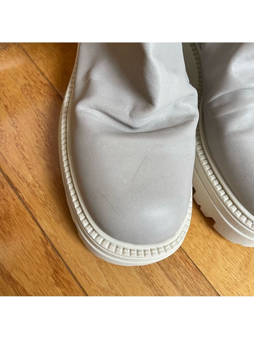 Free People Emma Ruche leather Boots grey white chunky sole Sz 39.5 - Picture 12 of 12